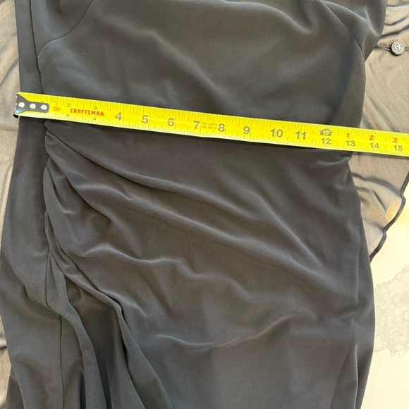 Adrianna Papell‎ Black One Shoulder Draped Side Asymmetrical Neck Prom Dress 4 - Picture 14 of 16